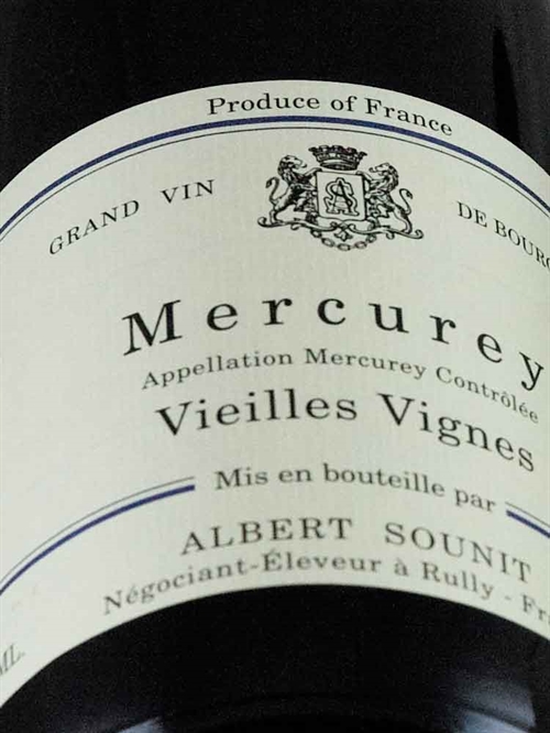 Albert Sounit Mercurey Vieilles Vignes 2015, Bourgogne Rouge