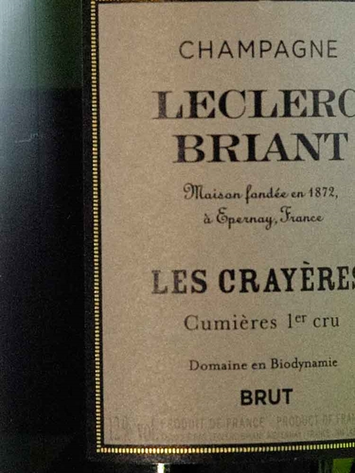 Domaine Leclerc Briant / Champagne "Les Crayeres" 1er Cru Brut